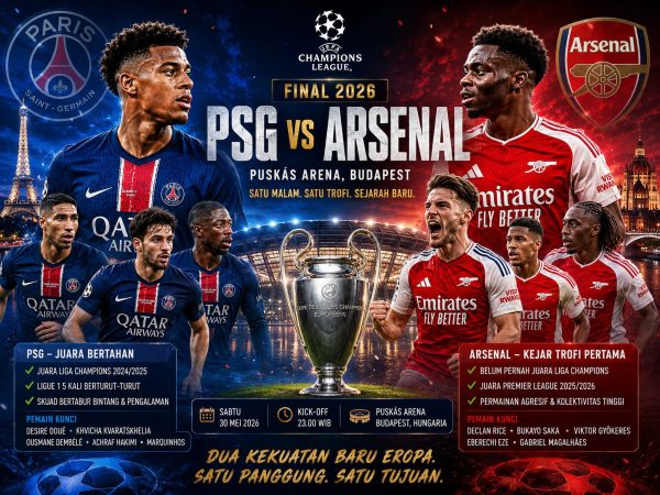 Final Liga Champions 2026: PSG Difavoritkan, Arsenal Siap Ukir Sejarah