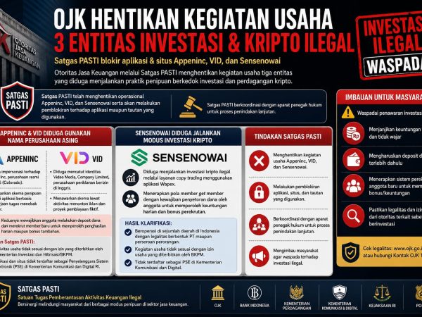 OJK Tutup Aktivitas Tiga Entitas Diduga Penipuan Berkedok Investasi dan Kripto
