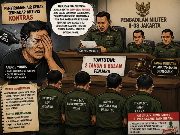 Aktivis KontraS Cacat Permanen, Oditur Hanya Tuntut 2,5 Tahun Penjara untuk 4 Anggota BAIS TNI