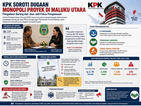 KPK Soroti Dugaan Monopoli Proyek di Maluku Utara
