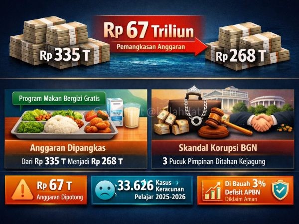 Anggaran MBG Dipangkas Rp67 Triliun, Bayang-Bayang Skandal Korupsi Pucuk Pimpinan BGN Belum Usai