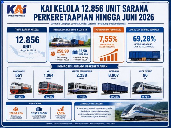 KAI Kelola 12.856 Sarana per Juni 2026, Gerbong Barang Mendominasi Armada