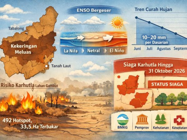 Kemarau Kalsel 2026 Diperkirakan Lebih Kering dari Biasanya, Puncaknya Mengancam Hampir Seluruh Wilayah