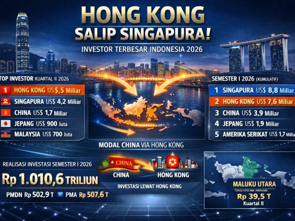 Untuk Pertama Kali dalam 10 Tahun, Hong Kong Salip Singapura sebagai Investor Terbesar RI